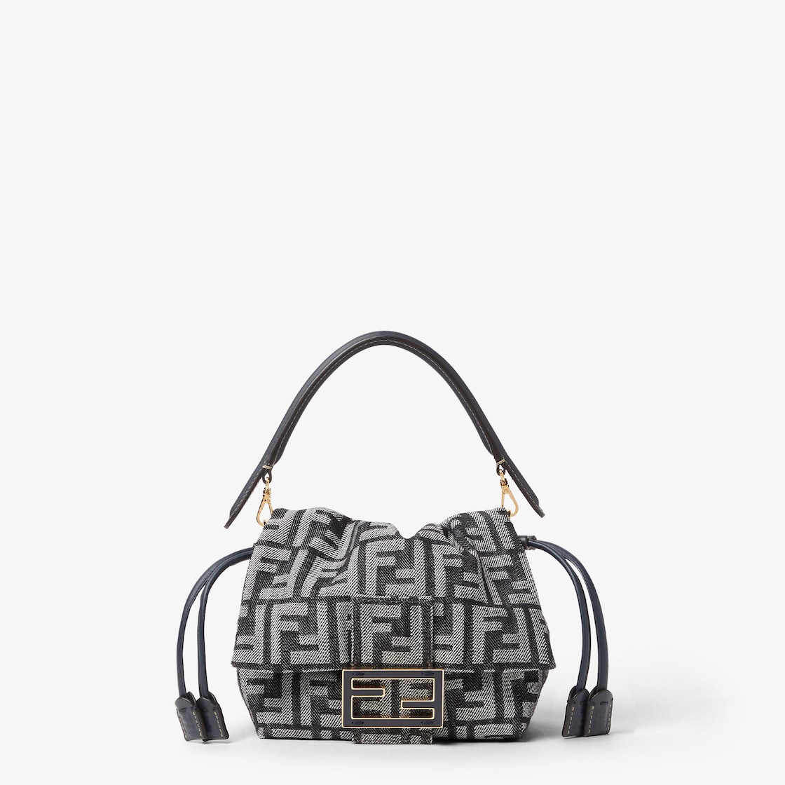 FENDI Mamma Baguette Small Dark blue FF flocked denim mini-bag - Image 1